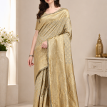 Premium Golden Beige Banarasi Silk Saree