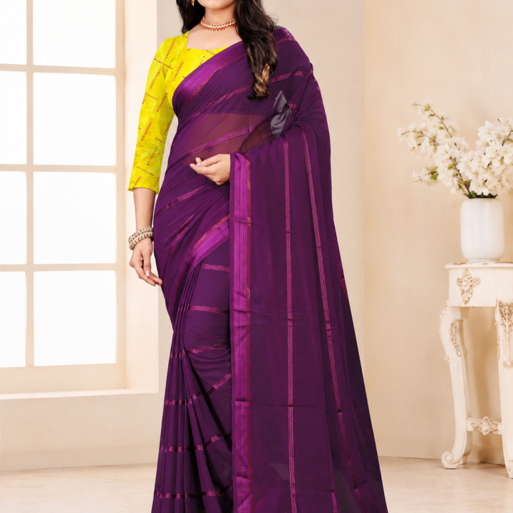 Elegant Purple Silk Blend Saree