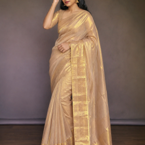 Women's Golden Beige Silk Saree | Elegant Party Wear & Festive Saree for Women