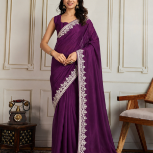 Embroidered Bollywood Net Saree