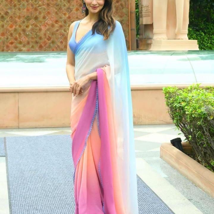 RUKHA FAB Self Design Daily Wear Georgette, Pure Silk Saree (Multicolor)