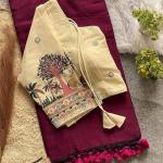 thefashionfloor Embroidered Daily Wear Cotton Blend Saree (Pink)