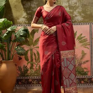 Pandadi Saree Woven Daily Wear Cotton Silk Saree (Maroon)