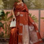 Pandadi Saree Woven Daily Wear Cotton Silk Saree (Brown)