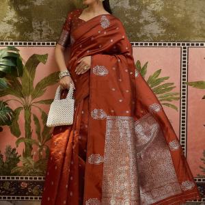 Pandadi Saree Woven Daily Wear Cotton Silk Saree (Brown)