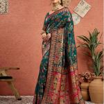 Satrani Woven Banarasi Pure Silk Saree (Green)