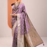 LIBAS Woven Daily Wear Silk Blend Saree (Purple)