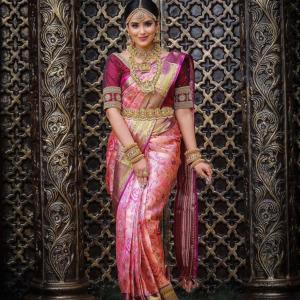 Begum Collection Self Design Kanjivaram Art Silk Saree (Pink)