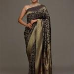 R K INFINITIVE Woven Kanjivaram Jacquard, Art Silk Saree (Black)