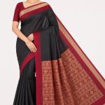 dktextile Woven, Solid/Plain Daily Wear Art Silk, Silk Blend Saree (Black, Maroon)