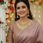 PD CLOTH VILLA Embroidered Bollywood Satin, Silk Blend Saree (Pink)