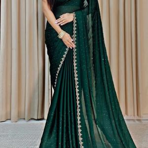 soundarya collection Self Design Banarasi Pure Silk, Art Silk Saree (Green)