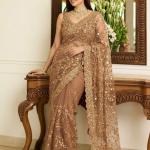 Kalista Embroidered Bollywood Net Saree (Gold)