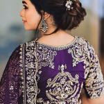 KRISHNACOLLECTION9 Embroidered, Embellished, Self Design Bollywood Pure Silk Saree (Purple)