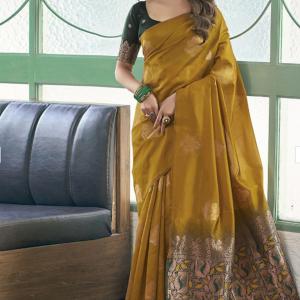 tckty Woven Daily Wear Art Silk Saree (Mustard)