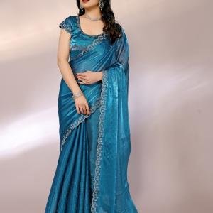 Tasrika Embellished Bollywood Chiffon Saree (Blue, Multicolor)