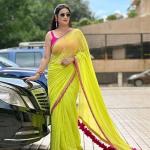RAJESHWAR FASHION Solid/Plain Daily Wear Georgette Saree (Green)