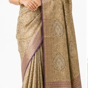 Raghav collections Self Design Mysore Pure Silk Saree (Gold, Purple, Green)