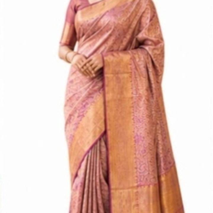Raghav collections Self Design Mysore Pure Silk Saree (Gold, Pink)