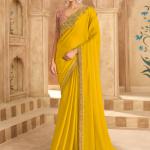 Tasrika Embroidered Bollywood Satin Saree (Yellow)
