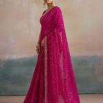 Sareemall Printed Bandhani Georgette Saree (Pink)
