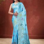 Elegant Sky Blue Banarasi Silk Saree